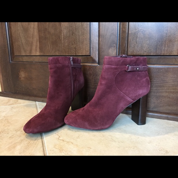 Autograph Suede Wine Booties - Picture 2 of 5